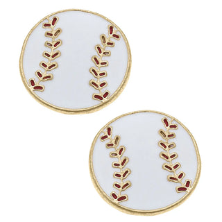 Baseball Studded Enamel Earrings