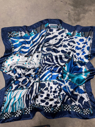 Blue Animal Print Scarf