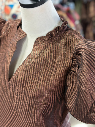 Metallic Puff Sleeve Top
