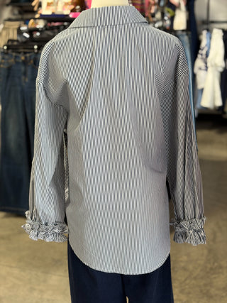 Striped Charming Ruffle Cuffs Top