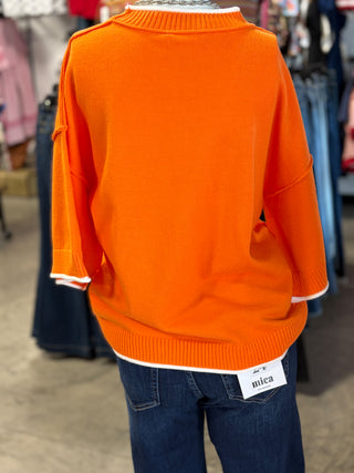 Gameday Contrast Trim Oversized Sweater Top