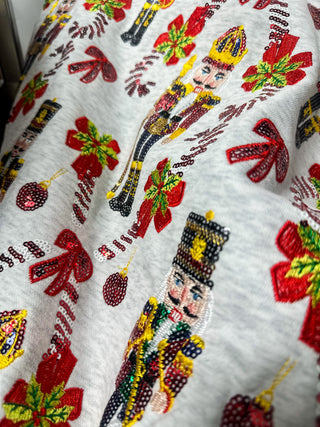 Grey Nutcracker & Candy Cane Sweatshirt