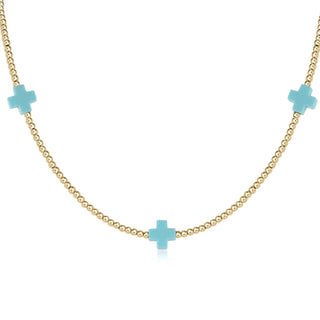 15” Choker Signature Cross 2mm Turquoise