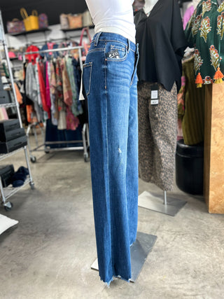 Stretch High Rise Straight Leg Jeans