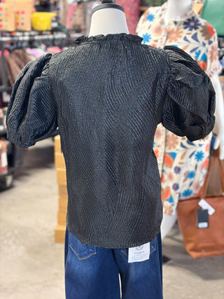 Metallic Puff Sleeve Top