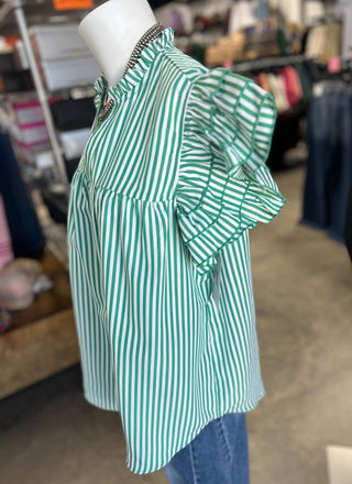 Striped Ruffle Sleeve
