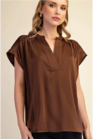 VNeck Satin Blouse