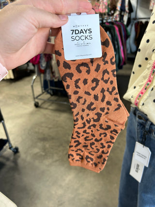 Burnt Orange Cheetah Socks