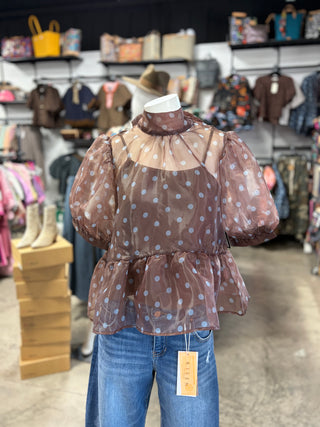 Mocha Dot Darling Top