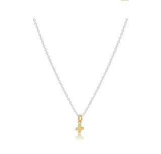 16” Necklace Mixed Metal - Signature Cross Small Gold Charm