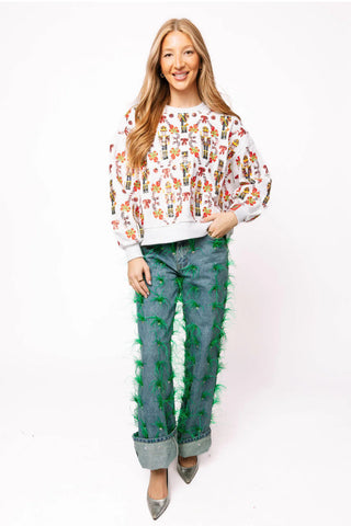 Grey Nutcracker & Candy Cane Sweatshirt