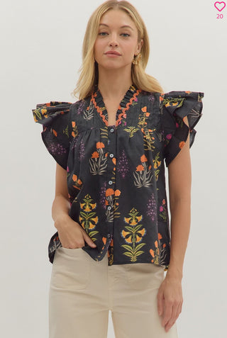 Donna’s Floral Button Up Blouse
