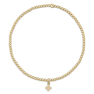 Classic 2mm Gold Cross Charm Bracelet