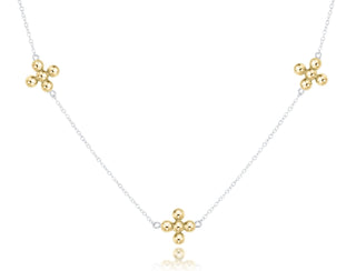 17” choker simplicity chain sterling mixed metal cross gold