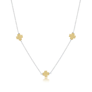15” Choker Simplicity Chain Sterling Mixed Metal - Signature Cross Gold