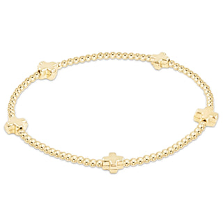 Signature Cross Small Pattern 2mm Bead Bracelet - Gold