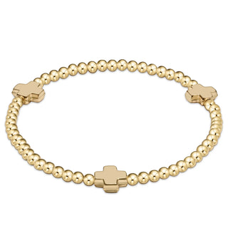Signature Cross Gold Pattern 3mm Bead Bracelet