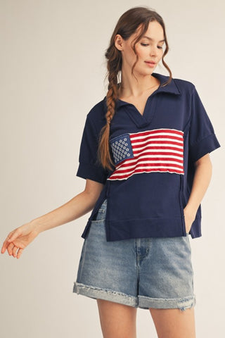 Erica’s Raw Cut American Flag Top