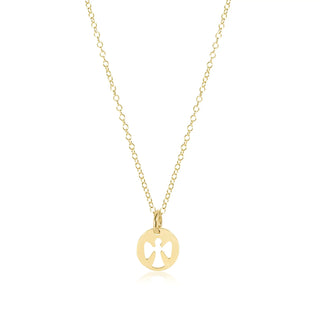 16” Necklace Gold - Guardian Angel Small Gold Disc