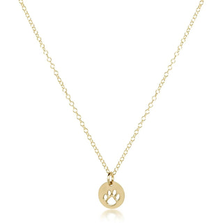 16” Necklace Gold - Paw Print Small Gold Disc