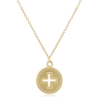 16” Necklace Gold - Signature Cross Gold Disc