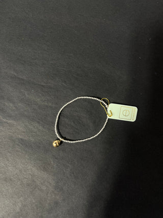 Classic Mixed Metal 2mm Bracelet - Classic Gold 8mm charm