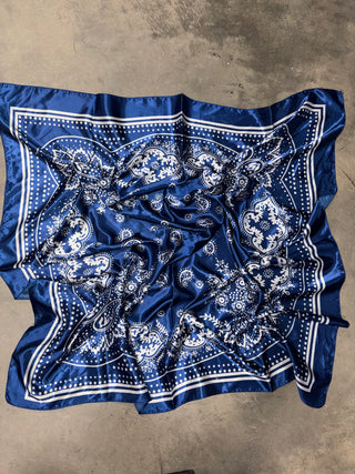 Navy blue paisley scarf