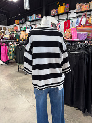 Gameday Stripe Knit Oversized Top