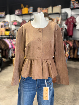 Nicole’s Suede Button Top