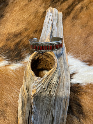 Coral Needlepoint Cuff