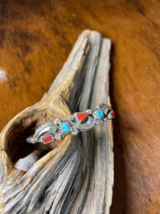 Coral and Turquoise Cuff