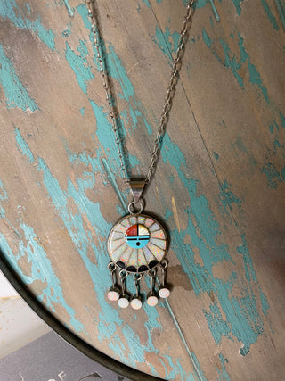 Zuni Sunface Inlay Necklace