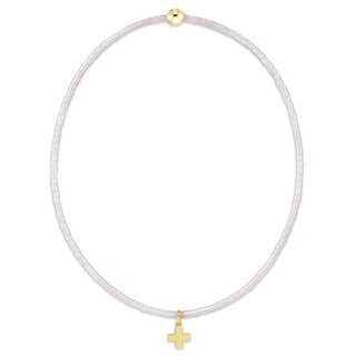 Hope Classic Silky White Bracelet- Signature Cross Small Gold Charm