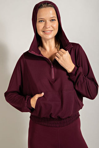 BUTTER QUARTER ZIP HOODIE WITH KANGAROO POCKET J3085