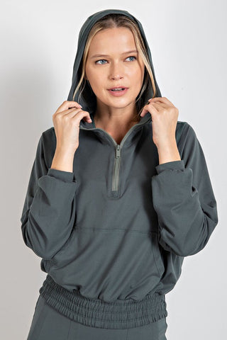 BUTTER QUARTER ZIP HOODIE WITH KANGAROO POCKET J3085