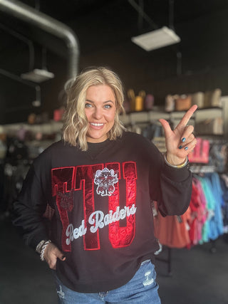 Licensed Texas Tech Metallic Sweater