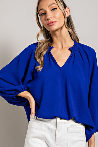 RUFFLED PUFF SLEEVE BLOUSE