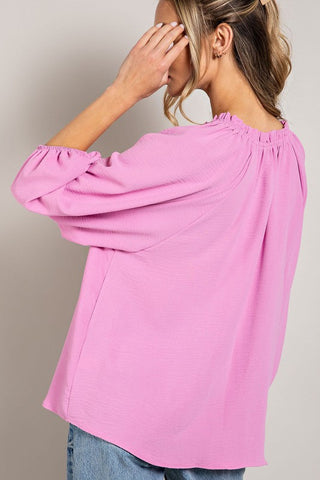 RUFFLED PUFF SLEEVE BLOUSE