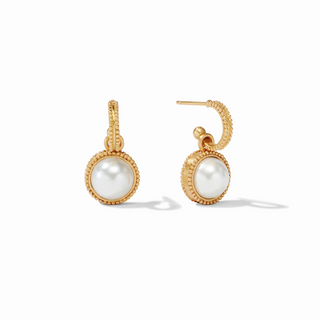 Fleur-de-Lis Hoop And Charm Earring Pearl