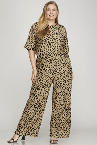 Charlie’s Wide Leg Textured Leopard Pant Set