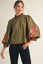 Autumn’s EmbroiderySleeve Top