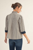 Hazel’s Striped Stand Up Collar Top