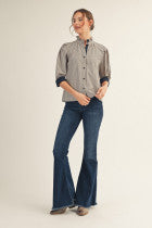 Hazel’s Striped Stand Up Collar Top