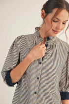 Hazel’s Striped Stand Up Collar Top