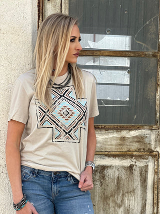 Heather Aztec Cross Tee