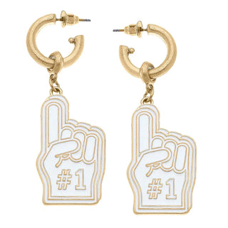 Foam Finger Enamel Earrings