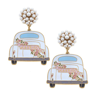 Just Married Enamel Earrings