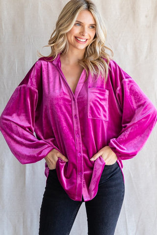 Pink Bubble Sleeve Velvet