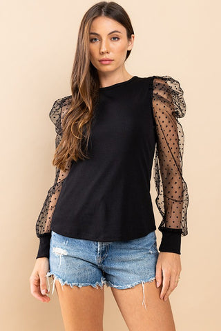 Quilted Ruffle Sleeve Top