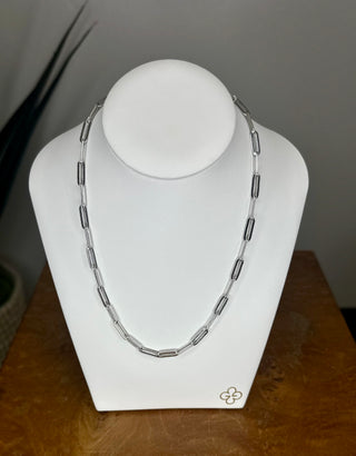 Silver Paper Clip Chain Necklace